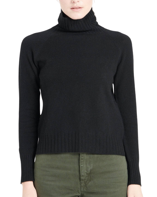 Lily Ribbed Cashmere Turtleneck, Noir