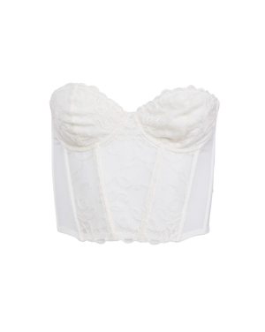 Bella Embroidery Open Back Bustier, Ivory