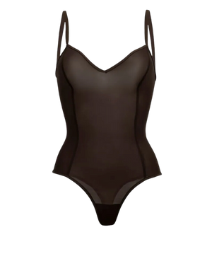 All Mesh Thong Bodysuit, Cacao