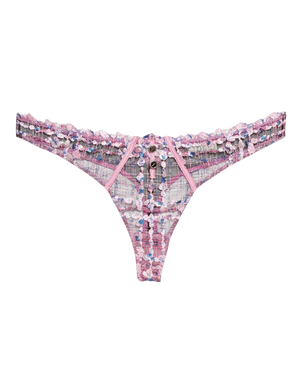 Gabrielle Embroidery Thong, Bisou Pink