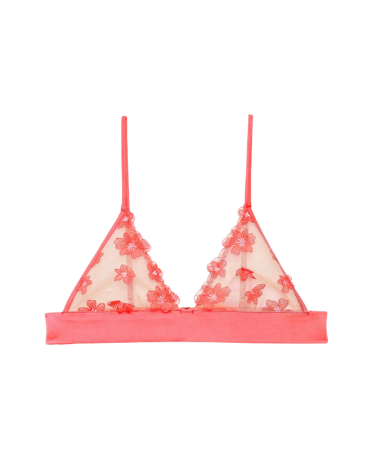 Petal Embroidery Triangle Bralette, Pop Pink