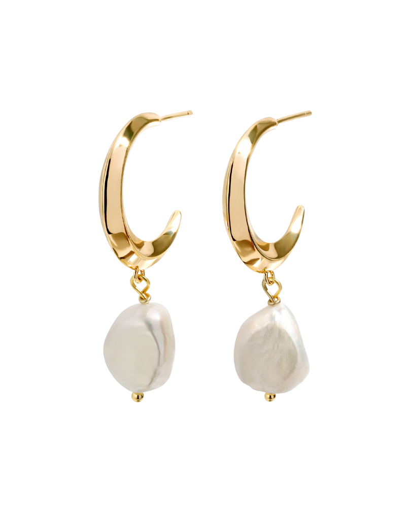 Luna Baroque Pearl Earrings, Gold