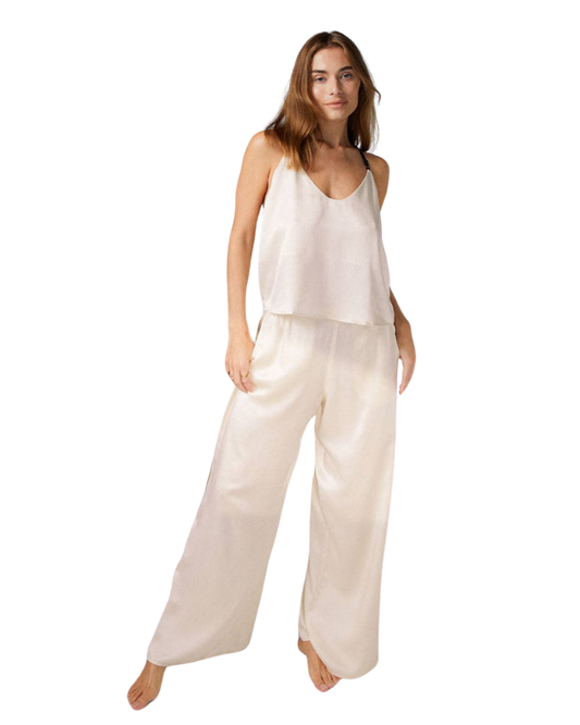 Washable Silk Cami Pant Set, Swan White