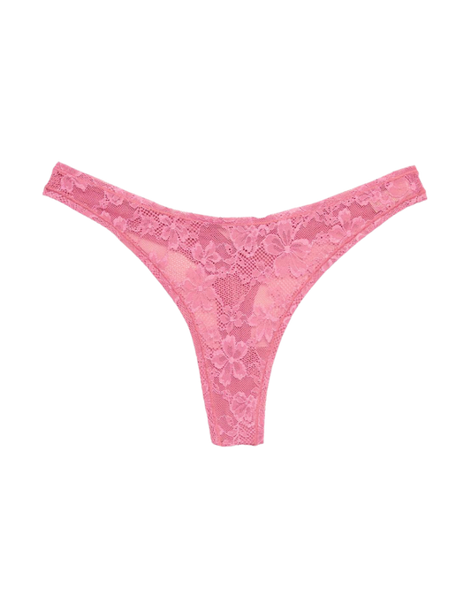 Le Stretch Lace Thong, Pink Cadillac