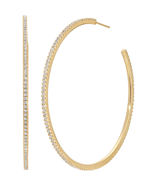Large Lucky Me Single Row Hoops, Gold