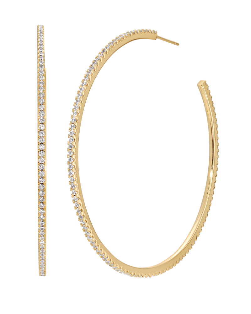Large Lucky Me Single Row Hoops, Gold