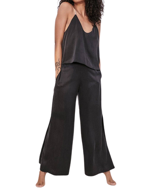 Washable Silk Cami Pant Set, Immersed Black