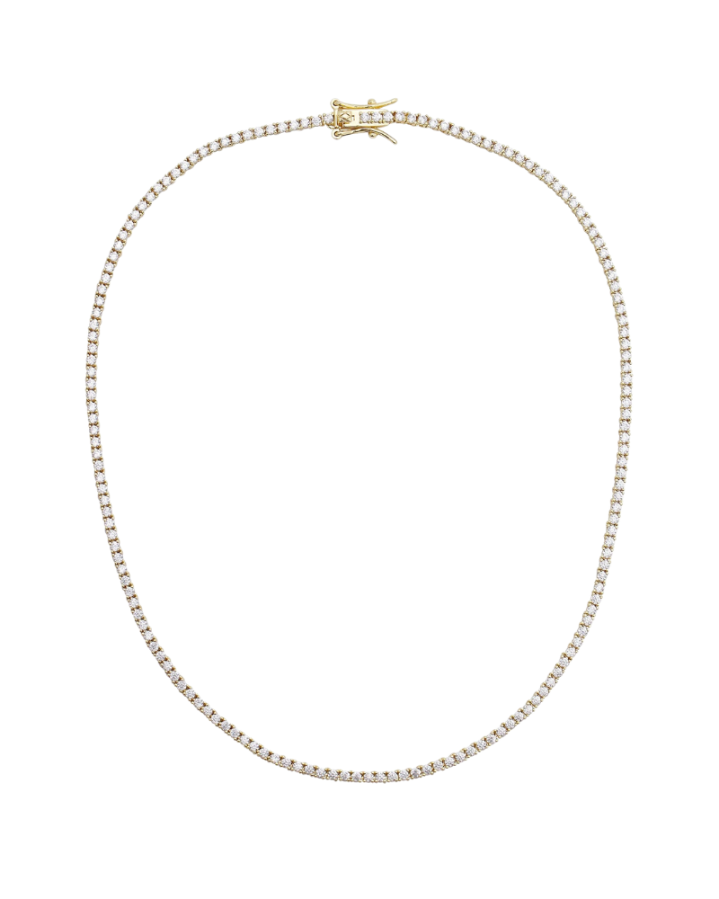 Mini Amina Tennis Necklace, Gold