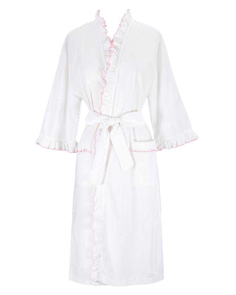 Lulie Cotton Ruffle Robe, Pink