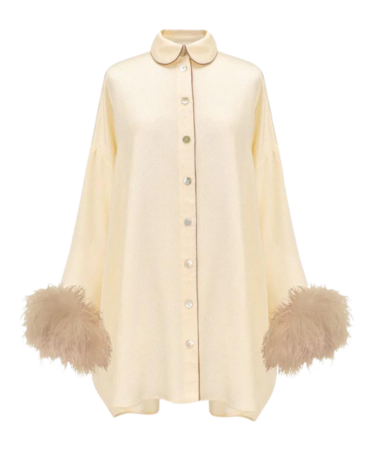 Pastelle Oversized Jacquard Shirt Dress, Pearl