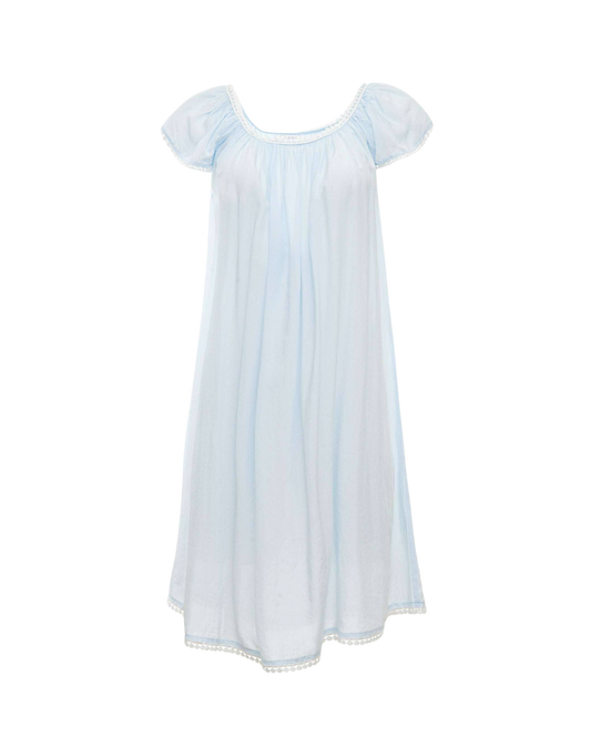 Julia Capsleeve Cotton Nightgown, Blue
