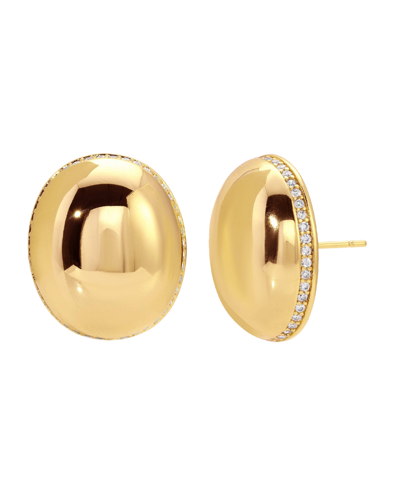 Rosalie Dome Earrings, Gold