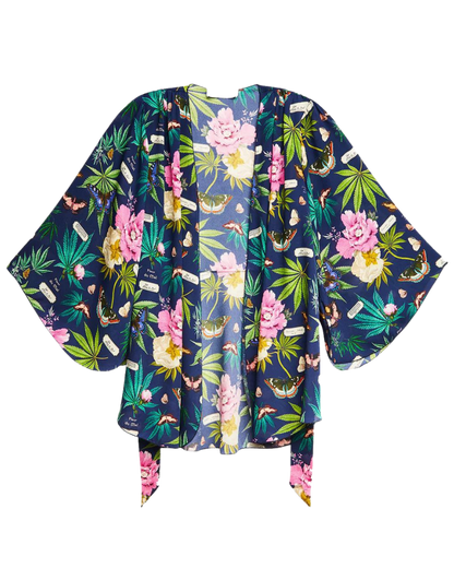 Botanical Angel Sleeve Robe, Papillon Indigo