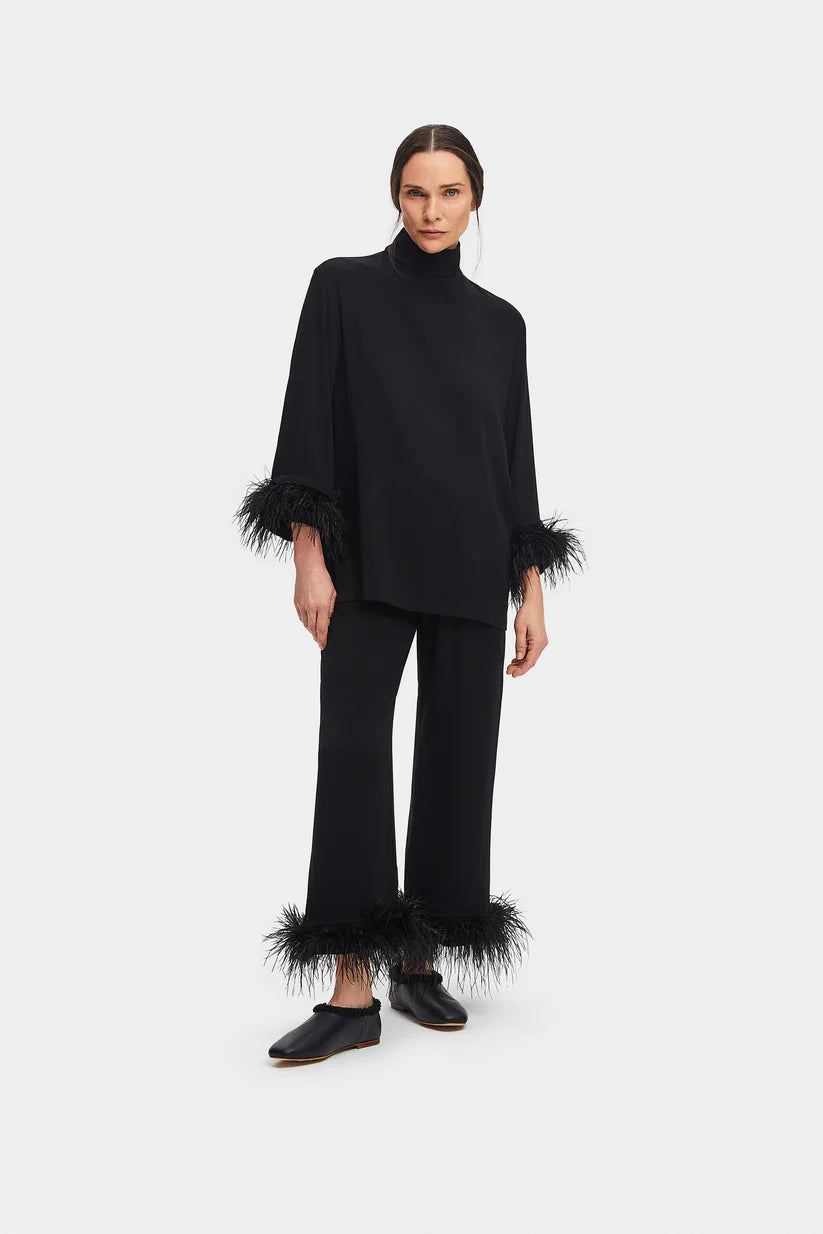 Black Tie Pajama with Detachable Feathers, Black