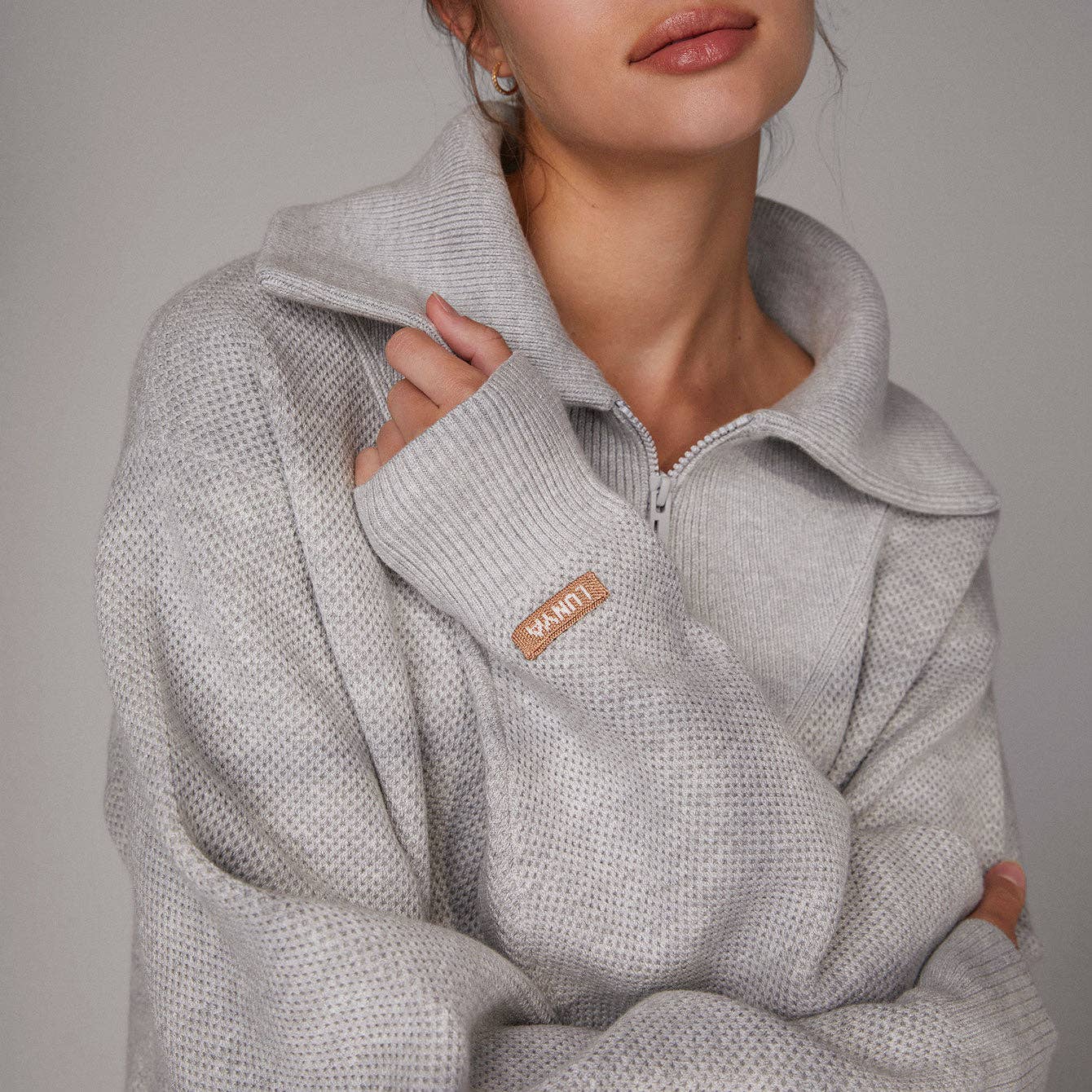 Lunya Cozy Cotton Silk Reversible Pullover - Restful Grey Heather