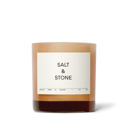 Salt + Stone Candle, Black Rose & Vetiver