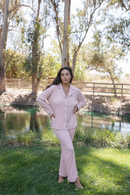 Angel Rib Long Sleeve Pajama, Petal