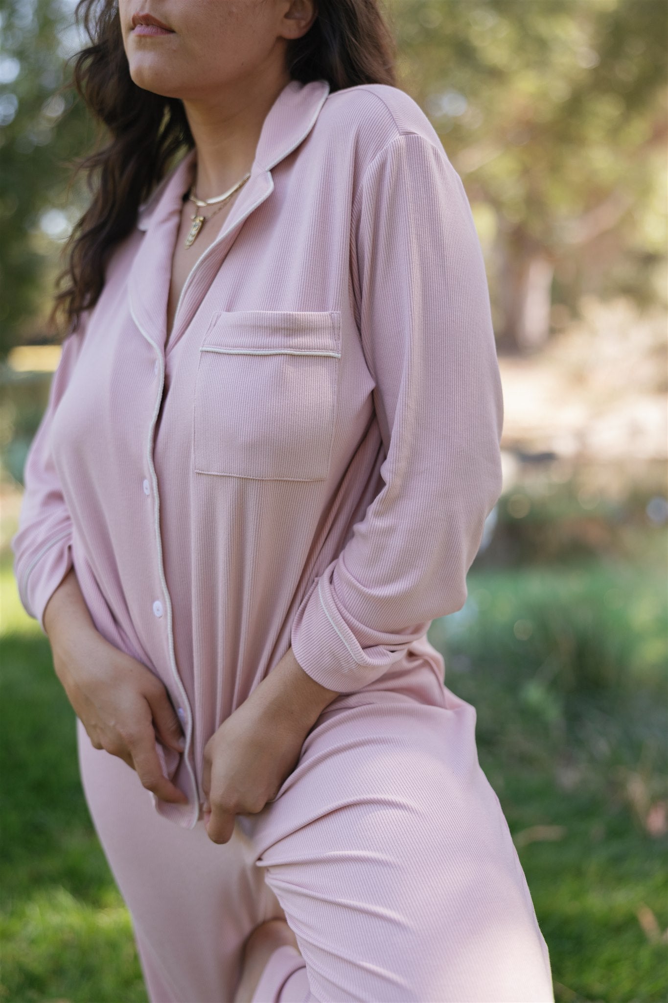 Angel Rib Long Sleeve Pajama, Petal