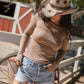 Angel Rib Signature Long Sleeve Crewneck, Toffee