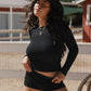 Angel Rib Signature Long Sleeve Crewneck, Caviar