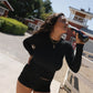 Angel Rib Signature Long Sleeve Crewneck, Caviar