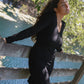 Ciao V-Neck Lounge Dress, Caviar