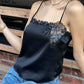 Sequin Violet Appliqué Cami, Black
