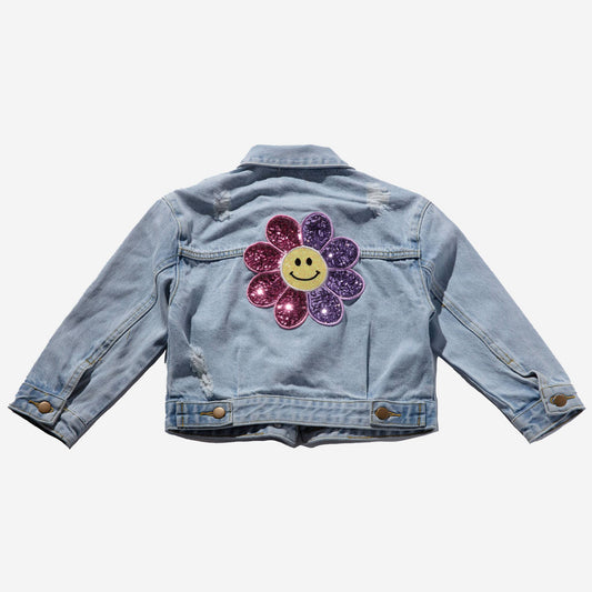 Pink Daisy Patched Denim Jacket