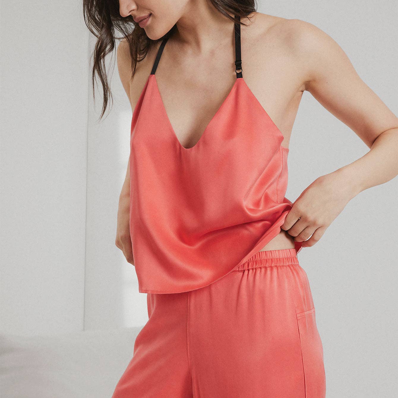 Washable Silk Cami Pant Set, Outro Coral