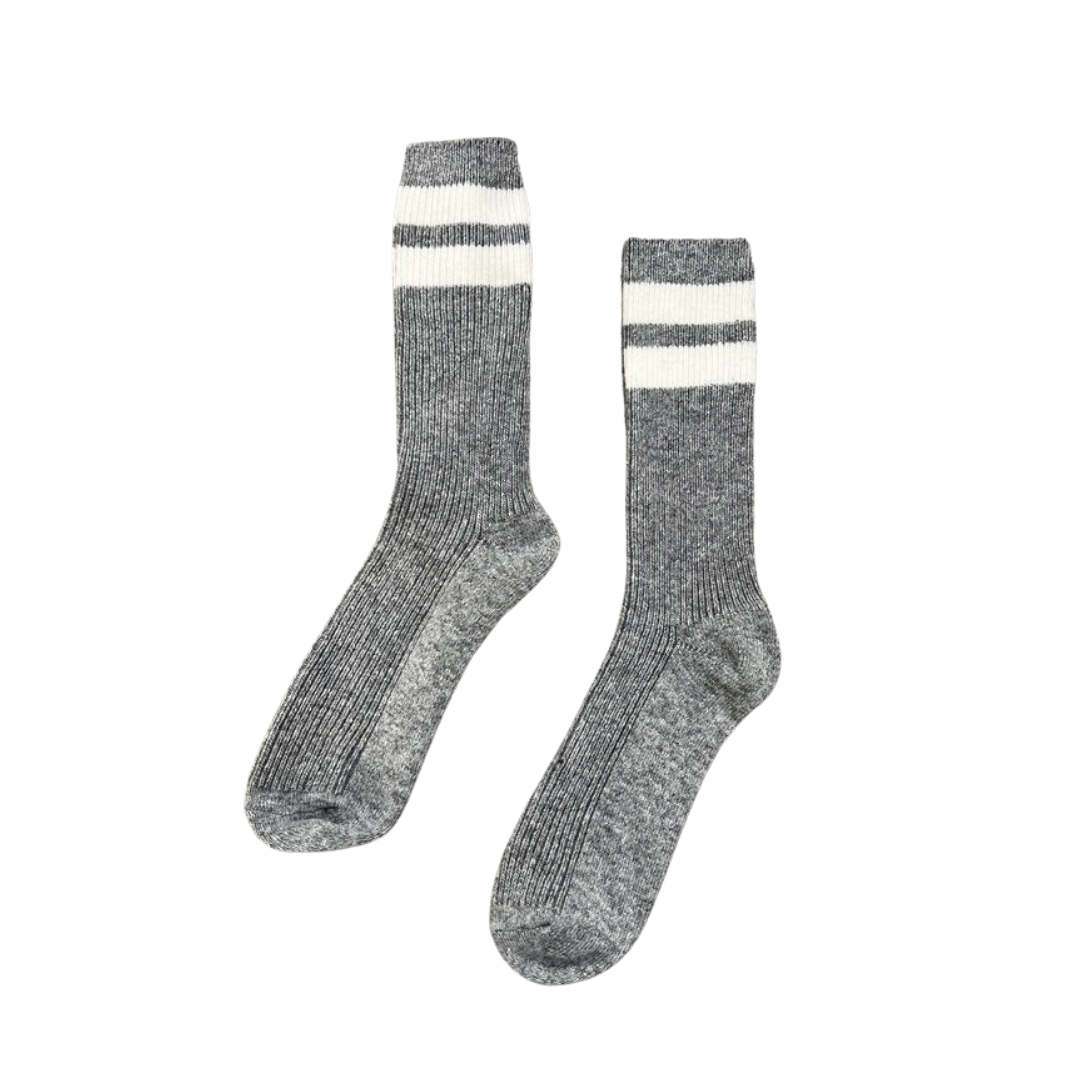 Grandpa Varsity Socks, Stone Sugar Stripe