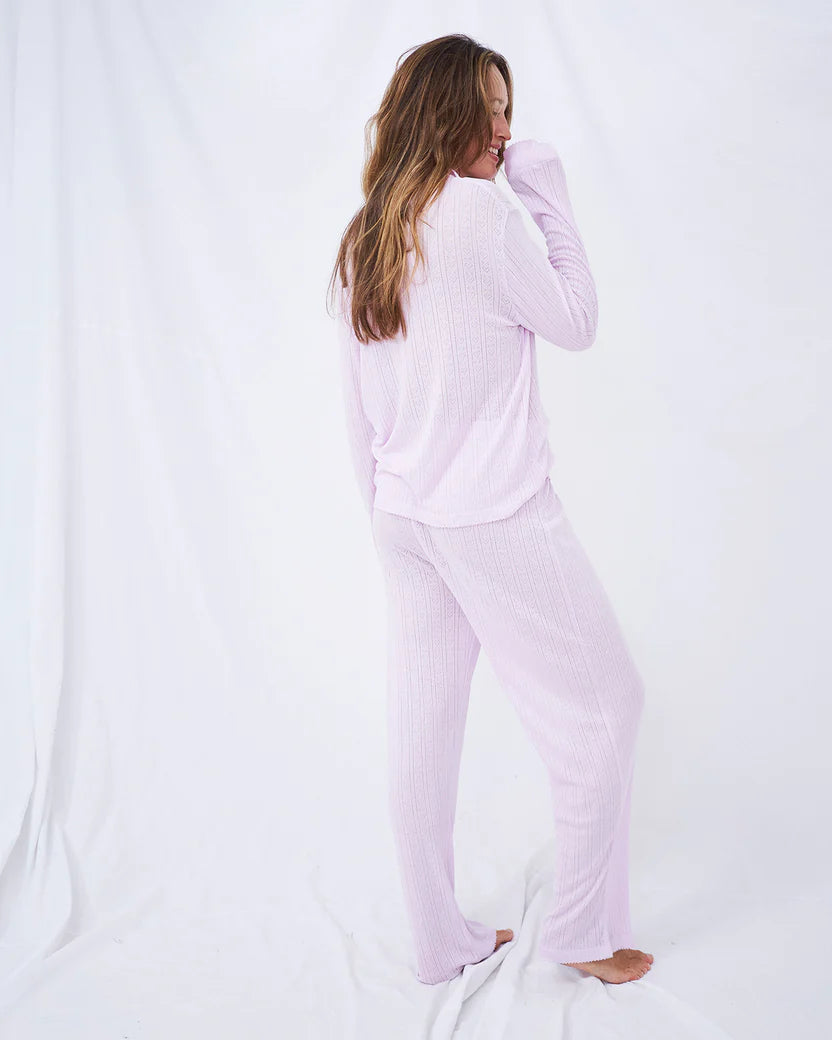 Pointelle knit long pyjama set